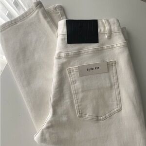 Men's Slim Fit White Bootcut Jeans